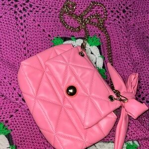 Call it spring pretty pink purse with gold chain strap